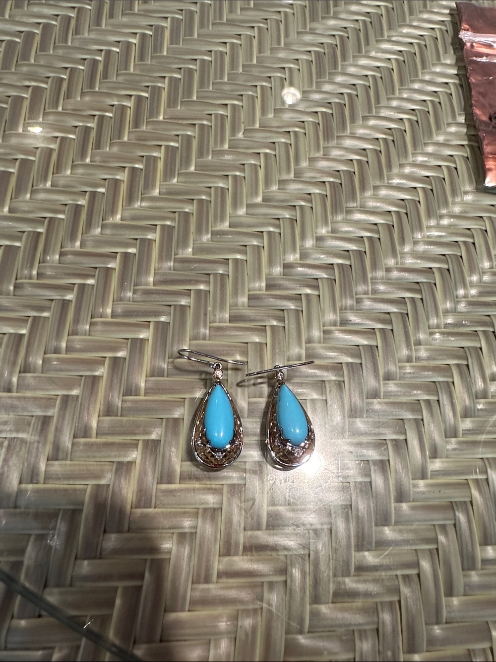 Jay King Silver Teardrop Earrings with Turquoise Blue Stones